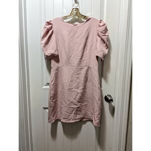 TCEC Puff Sleeve Fitted Waist Pink Mini Dress Spring Summer Size L